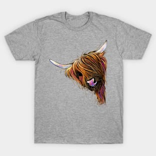 Scottish Hairy Highland Cow ' NooDLeS ' by SHiRLeY MacARTHuR T-Shirt